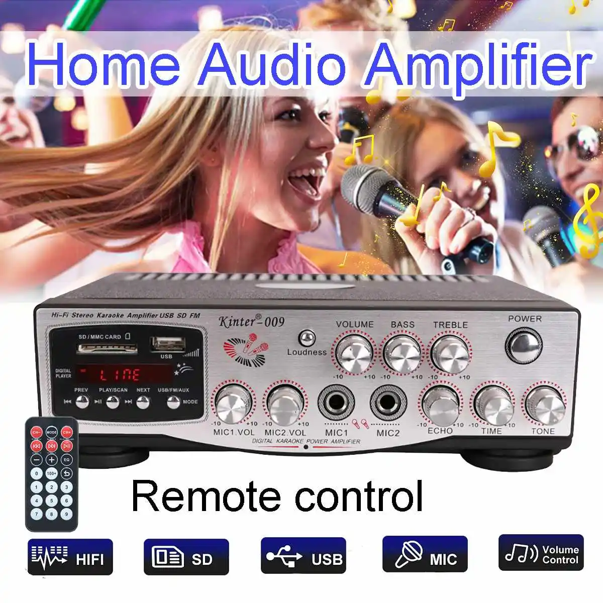 

200W 220V With Digitals Audio Powers Amplifier Theater Amplifier Audio with Remote Control Family Dedicated Amplifier