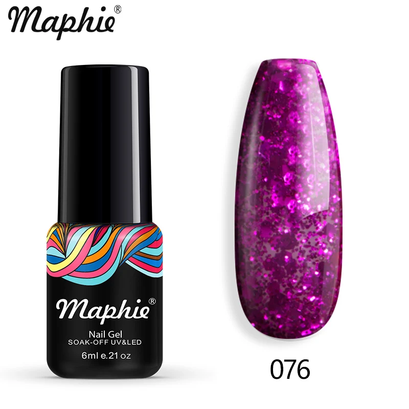 Maphie Алмазный Блеск светодиодный Гель-лак для ногтей замачиваемый долговечный Гибридный лак для ногтей синий цвет Блестки УФ Гель-лак для ногтей - Цвет: 076