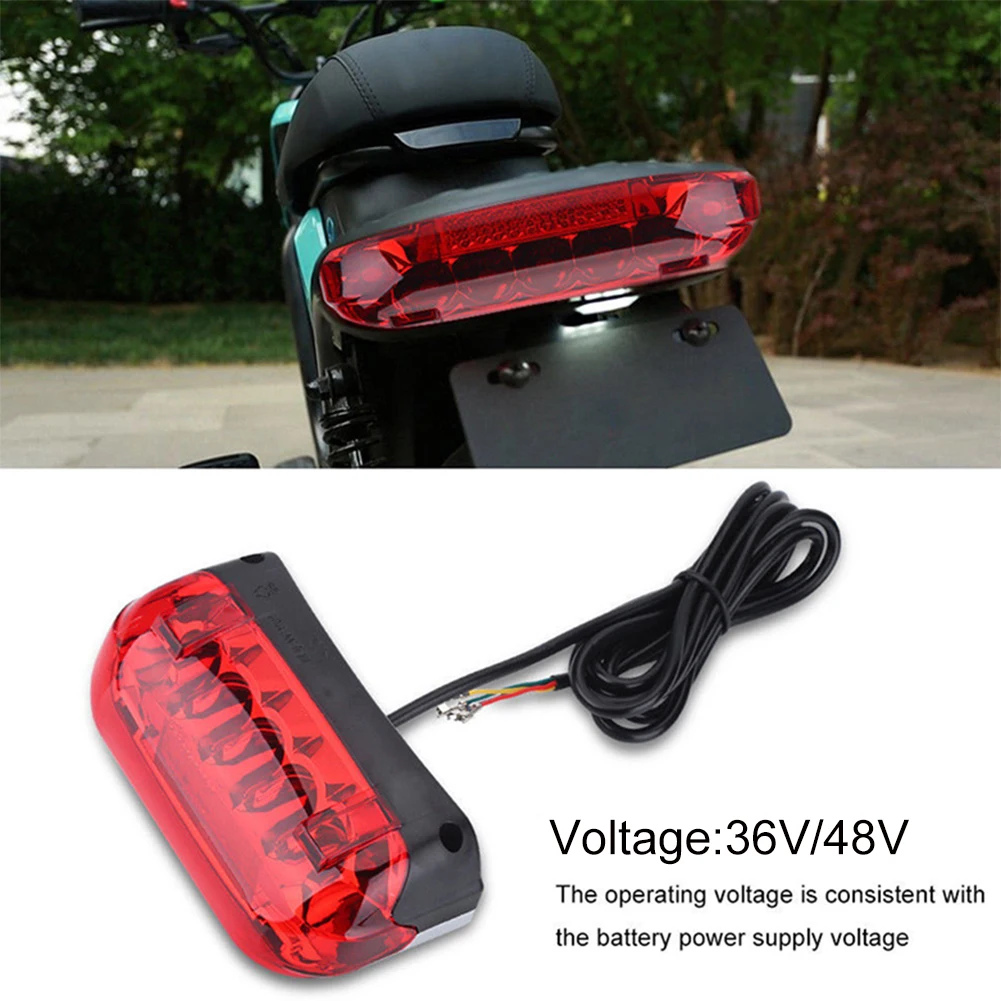

36V/48V Electric Bicycle Taillight Electric Bike Brake Indicator LED Rear Tail Light Warning Lamp Night Safety Cycling Accessory
