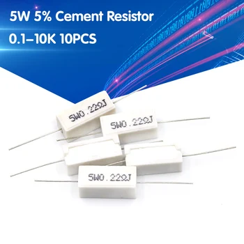

10pcs 5W 5% Cement Resistor Power Resistance 0.1 ~ 10K 0.1R 0.5R 1R 10R 100R 0.22 0.33 0.5 1 2 5 8 10 15 20 25 30 100 1K 10K ohm