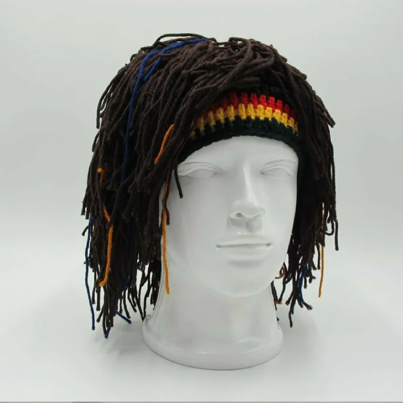 Регае дреды шапочки горячие Skullies унисекс ямайская вязаная шапка парик косичка