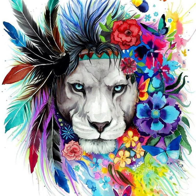 GATYZTORY Diamond Embroidery Cross Stitch Animal Full Square Diamond  Painting Color lions HandmadeWall Painting|Tranh Thêu Chữ Thập Kim Cương| -  AliExpress