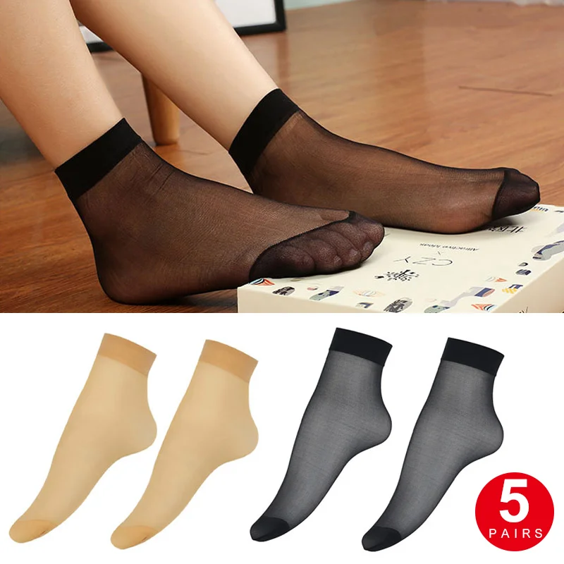 

Ladies Short Stockings Lightweight Silk Women'S Fashion Stockings Breathable 5pcs Lady Socks Comfortable Nylon Women Sock