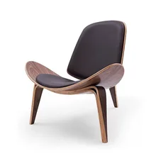K-STAR cadeira de concha de três pernas cinza madeira compensada estofos de tecido sala de estar mobiliário moderno lounge concha cadeira