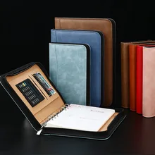 A6 a5 b5 diário caderno e diário binder espiral com calculadora saco com zíper nota livro gerente de negócios pasta padfolio manual