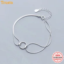 Trustdavis, Настоящее серебро 925 пробы, двойной слой, полый круглый браслет, 16 см, для женщин, подарок, для девушек, леди, ювелирное изделие DA321