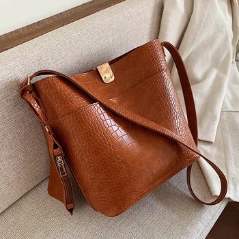 

Vintage large-capacity bag, women's 2019 new style, Korean-style, single-shoulder, single-shoulder, fashionable bucket bag.