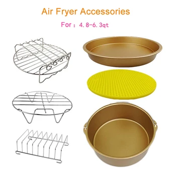 

12 in 1 Set Air Fryer Accessories Fit 4.8QT-6.3QT Cake Barrel Pan Rack Mat Kit QJS Shop