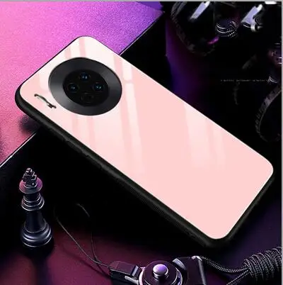 Чехол из закаленного стекла для huawei mate 30 Pro градиентный цвет задняя крышка для huawei mate 30 Pro Мягкие силиконовые чехлы для телефонов mate 30pro - Цвет: Розовый