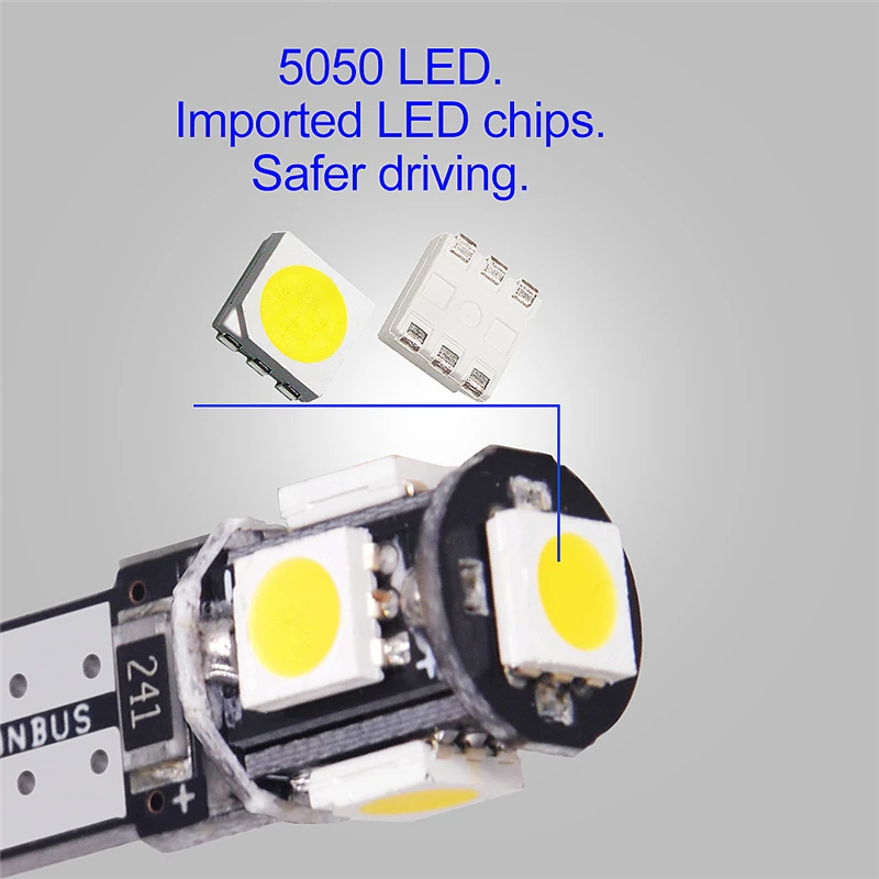500x T10 светодиодный W5W автомобильный светильник Luces 5 5050 SMD светодиодный CANBUS Para авто внутренний боковой светильник s лампа для номерного знака DC 12 В 168 194 501