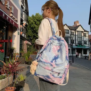 

Women Backpack Tie Dye Mixed Color Women Shoulder Bag Fashion School Bag For Teenage Girl Children Backpacks Travel Bag