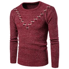 С утолщающейся подошвой осень Стиль Для мужчин крест для самых разных случаев сочетают в себе V узор с длинным рукавом свитер для повседневной носки одежда
