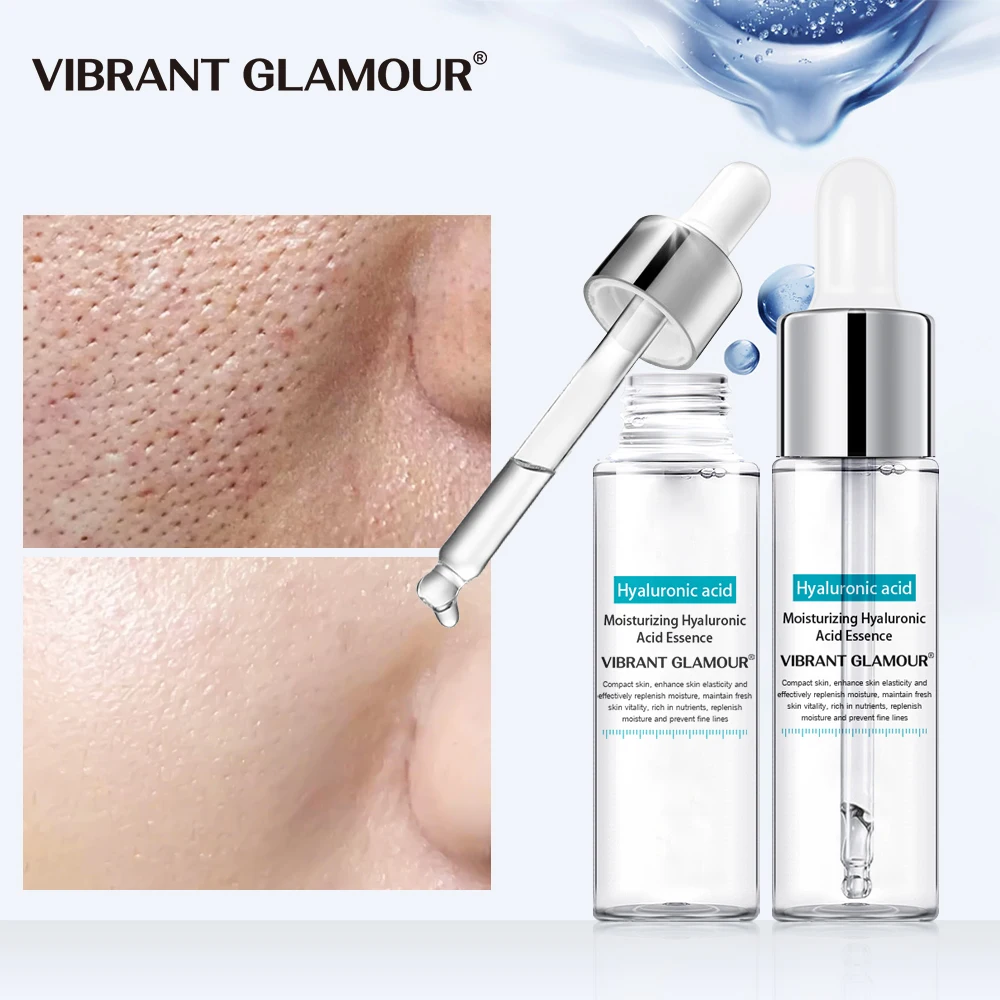 VIBRANT GLAMOUR 2 Pcs Hyaluronic Acid Face Serum Anti-Aging Shrink Pore Whitening Moisturizing Essence Cream Dry Skin Care | Красота и
