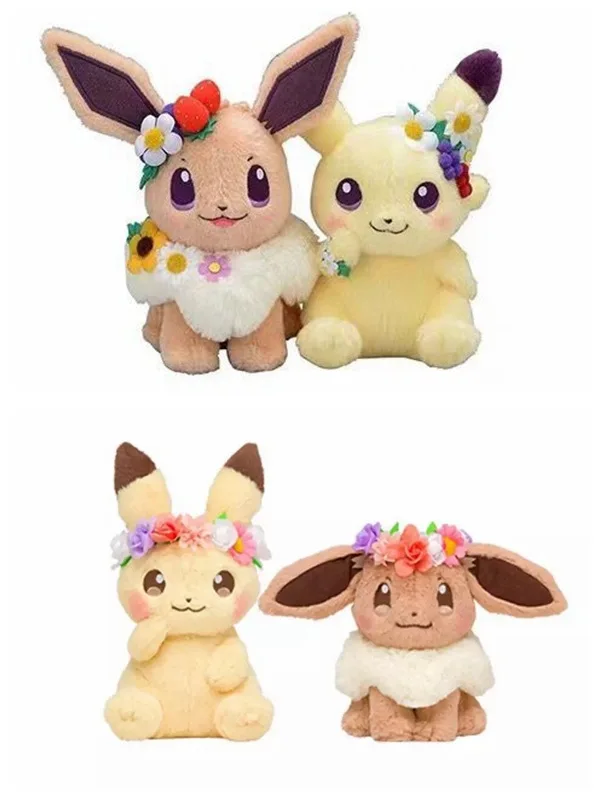 Kawaii 18 см Покемон Плюшевая Кукла игрушка Пасхальный Пикачу Eevee аниме мультфильм