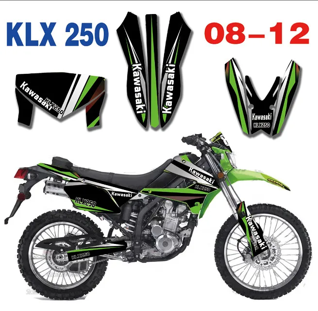 Для Kawasaki KLX250 графика и фоны наклейки наборы подходят для Kawasaki KL250X 250KLX KLX 250 2008 2009 2010 2011 2012