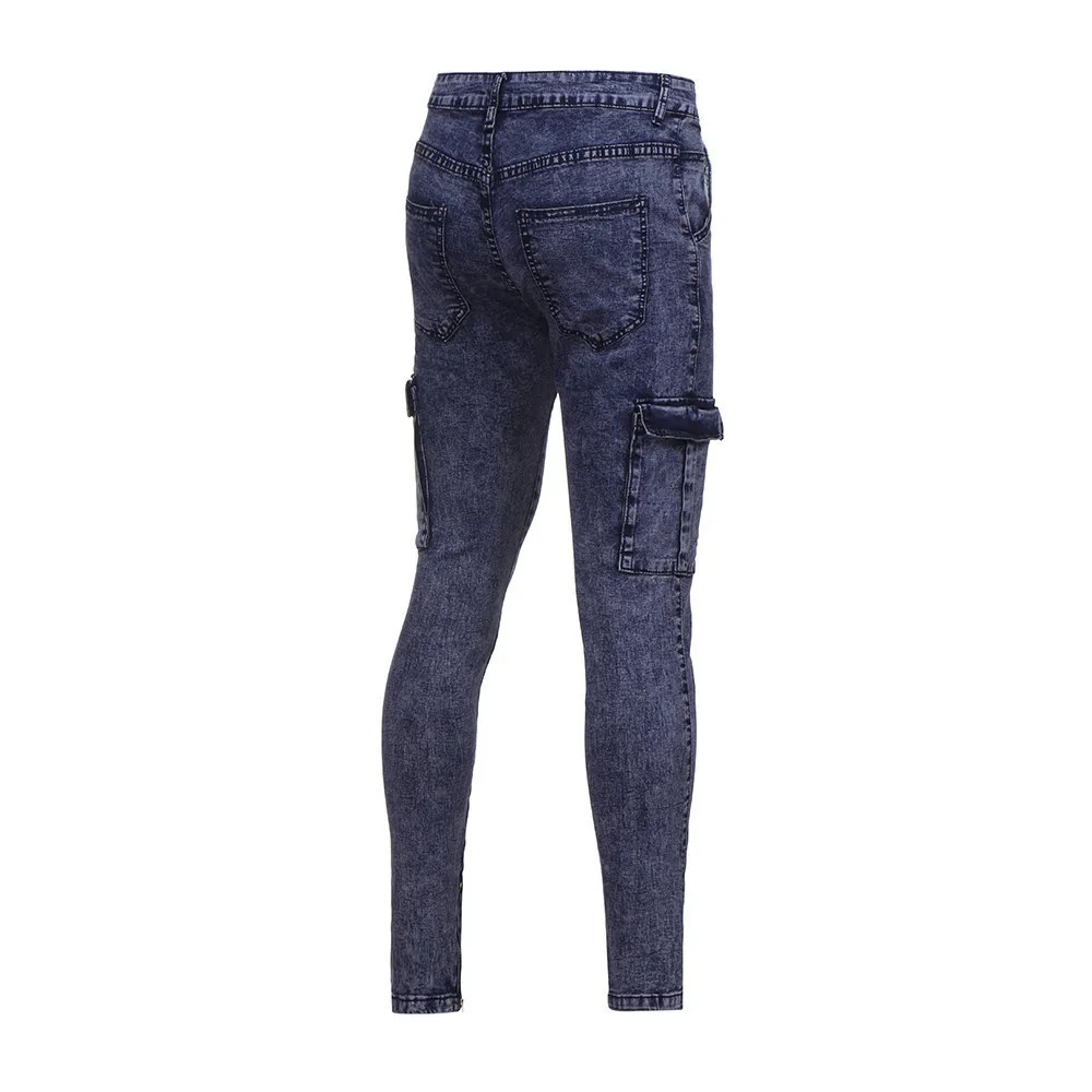 Брюки-карго для мужчин s стрейч джинсовые брюки рваные зауженные джинсы с карманами брюки мужские брюки для улицы