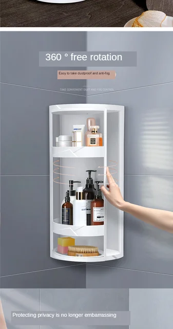 360° Rotate Shower Organizer Shelves Turntable for Bathroom Storage No  Drilling Corner Shower Shelf Rack for Bathroom Kitchen - AliExpress