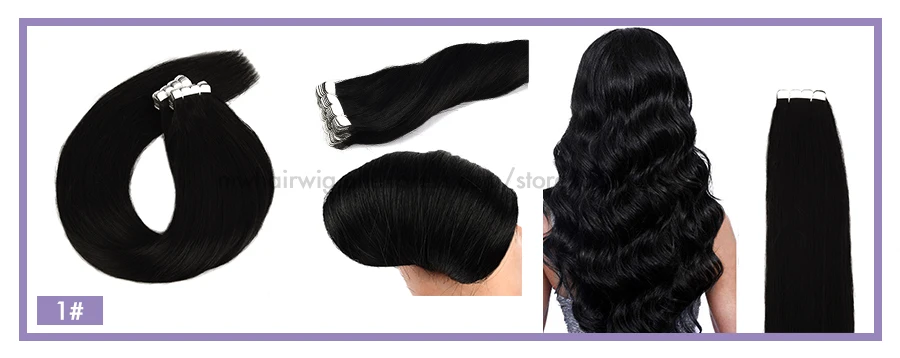 MW Mini Tape In Human Hair Extensions Natural Straight Hair Machine Remy Invisible Skin Weft Adhesive Glue On Hair 12