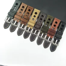 Ремешок из натуральной кожи для часов с 3 отверстиями, винтажный ремешок для часов Crazy Horse, кожаный мягкий кожаный мужской ремешок 23 мм