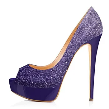 

YECHNE Women Peep Toe Hook Sandals Plus Size 43 Green Purple High Hook Sandals Sexy Summer Couple Gold Glitter Pumps