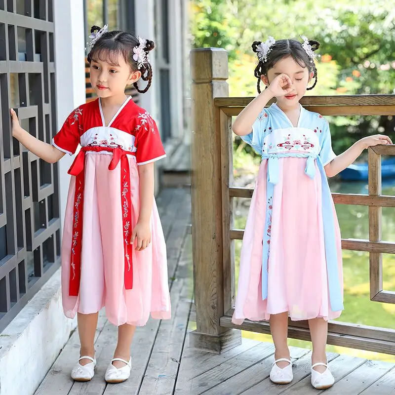 Детская одежда Hanfu Новинка года, костюм Tang для девочек костюм для сцены для детей в древнем стиле сказочное платье принцессы для девочек DL4175