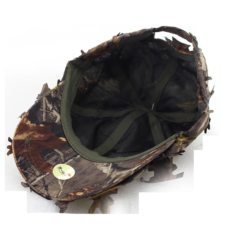 3D Bionic Camouflage Hat Outdoor Hunting Cap Jungle Forest Hiding Blind Leaves Sniper Hat Fishing Bird Watching Camo Cap