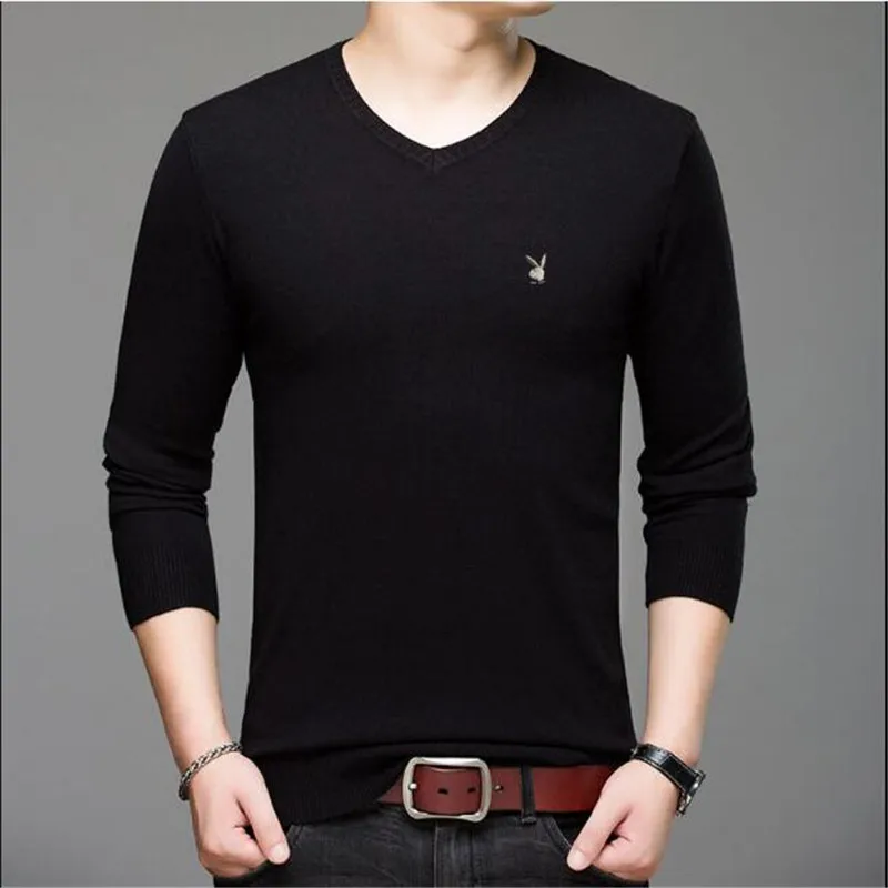 Camisetas Informales Para Hombre, Ropa De Marca Lisa Con Cuello En V Camisetas Ajustadas De Manga