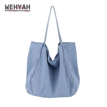 

Wahyah Denim Shoulder Hand Bag for Woman 2019 Shoulder Bag Large Capacity Cowboy Casual Jeans Bags Women Handbags bolsos ZY046