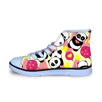 

Boys Canvas Shoes Love Panda Printing Design Sneakers Children Camping Girls Tennis Comfortable Lace-up Kids Footwear High-top