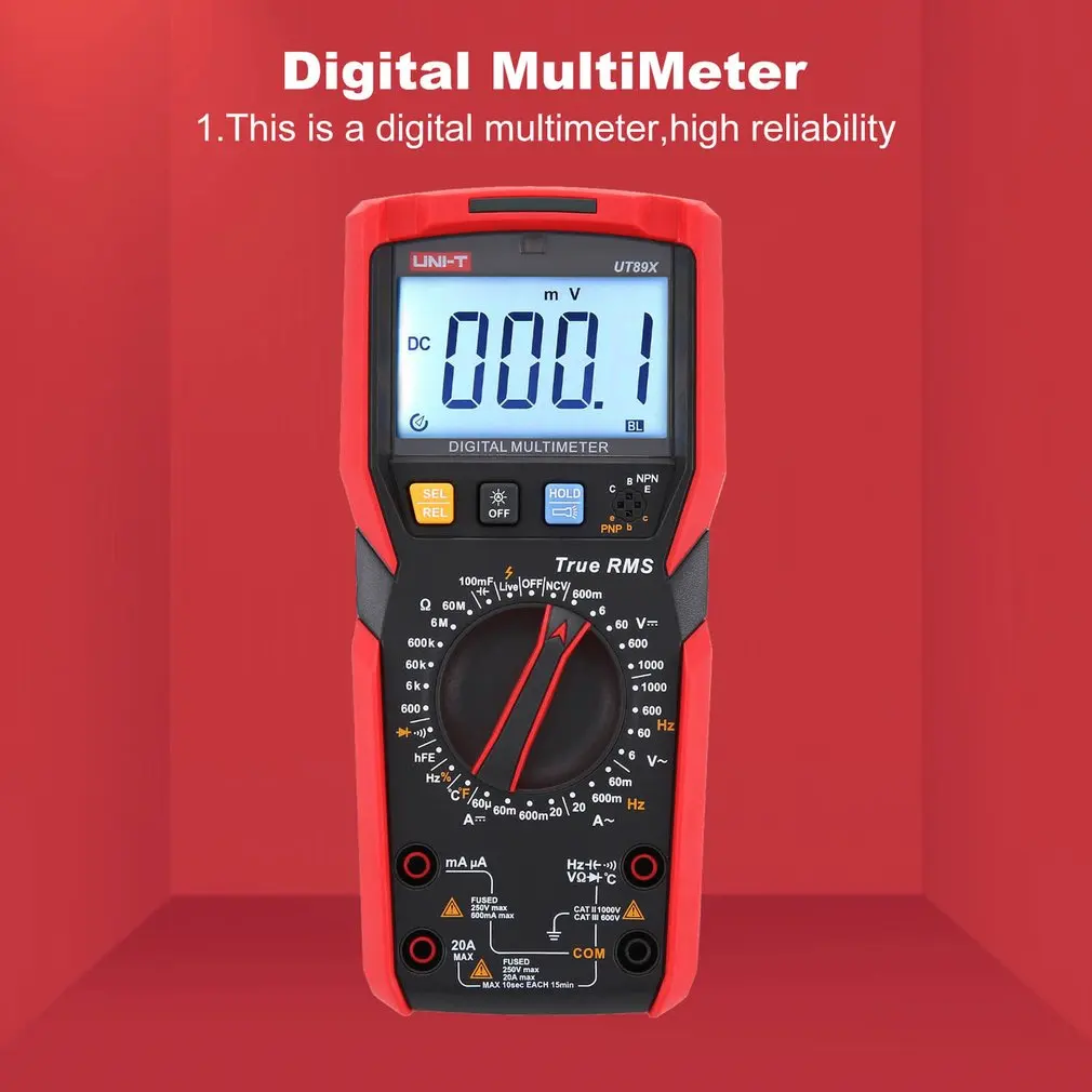 UNI-T UT89X True RMS цифровой мультиметр DC/AC напряжение тока Амперметр Вольтметр НТС/конденсатор/Триод/тестер температуры