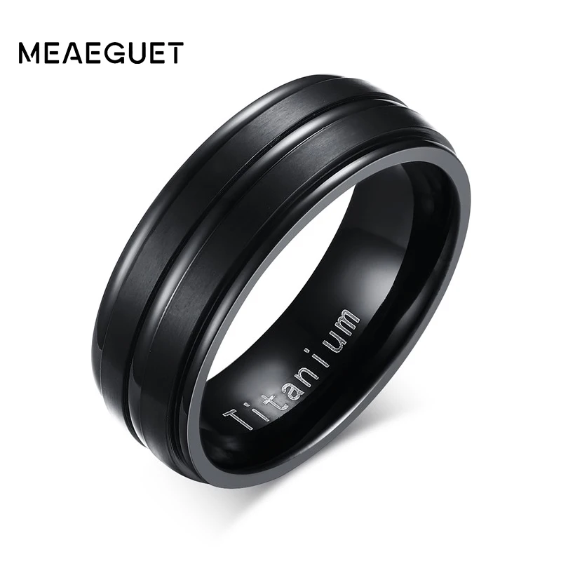 Meaeguet Classic Black 100% Titanium Carbide Wedding Rings For Men