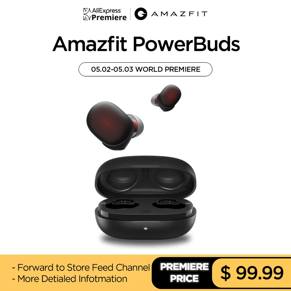 Amazfit Powerbuds Wireless In-Ear 24 Hours Battery Life Heart rate Monitor Bluetooth 5.0 For iOS Android 