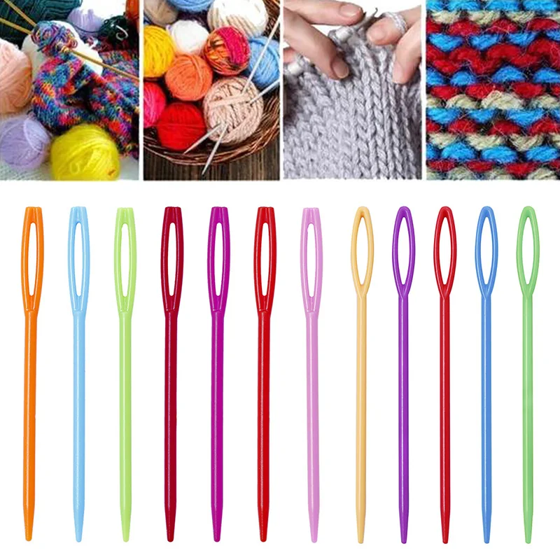 10pcs 7cm 9cm Plastic Yarn Needle Stitch Markers Locking Knitting Needles  Crochet Hooks DIY Sweater Weaving