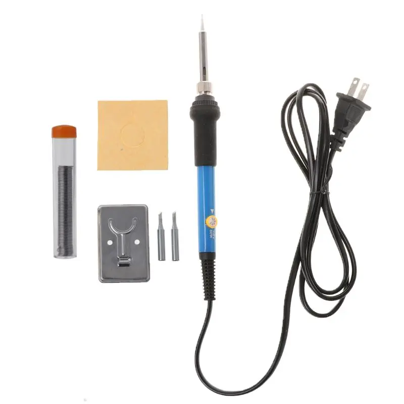 110V 60W US Plug Electric Soldering Iron Temperature Adjustable Soldering Iron Tips And Kits Internal Heated Welding Tools