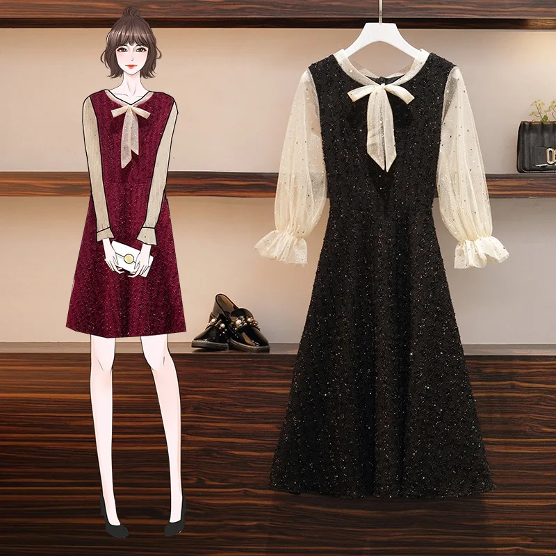 

2020 New Style WOMEN'S Dress Spring Large Size Fat Mm Red Dress Suitable Plus-sized Western Style Slimming Hip Slimming Skirt