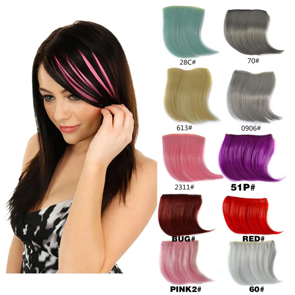 Jeedou Pure Color Natural Invisible Hair Bangs Hair Extensions Synthetic Blue Gray Pink Red Colorful Colors Bang Synthetic Bangs Aliexpress