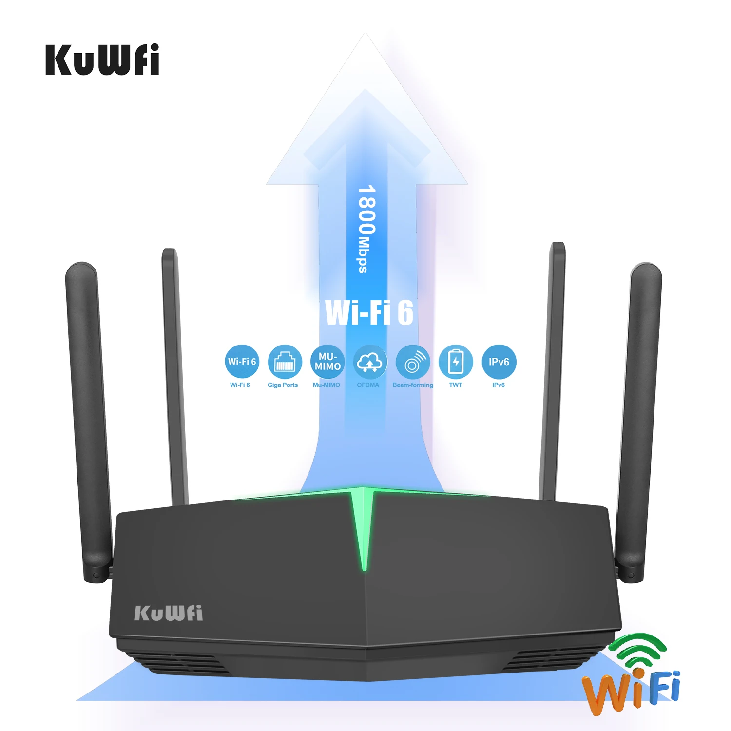 1800Mbps WiFi 6 Wireless Wifi Router Dual Band 2.4G/5Ghz Wi-fi Router With RJ45 WAN Port ​Support 128 Users And WPS WPA WPA2