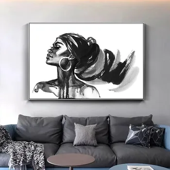 

HD Prints Canvas Oil Paintings 1 Piece Beauty African Woman Portrait for Living Room Modern Home Decor Gilrl Picture Poster Gift