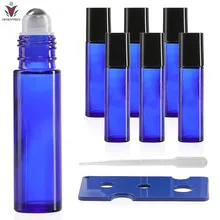 

6PC/Pack 10ml Amber/Blue Thin Glass Roll on Bottle with Metal Ball Refillable Essential Oil Perfume Bottles Deodorant Containers