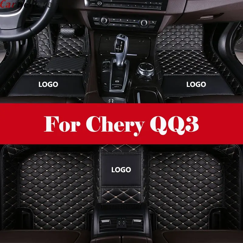 

Automotive interior Double layer Carpet Car Floor Mats Front& Rear Liner Leather Auto Mats For Chery QQ3