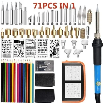 

7pcs/28pcs/37pcs/71pcs Engraving Pen Electric Soldering Iron Wood Burning Kit Flipping Word Embossing Pyrography Tool Craft Set