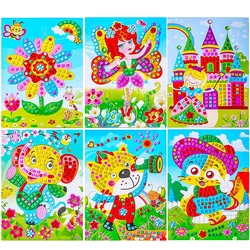 Sparkling Mosaic Sticker Art Kit: DIY Handmade Craft for Kids' Creative Development (4 pcs randomly)
