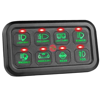 

8 Gang ON-OFF Toggle Switch Control Panel 2 USB Charger for Car Marine Blue AU