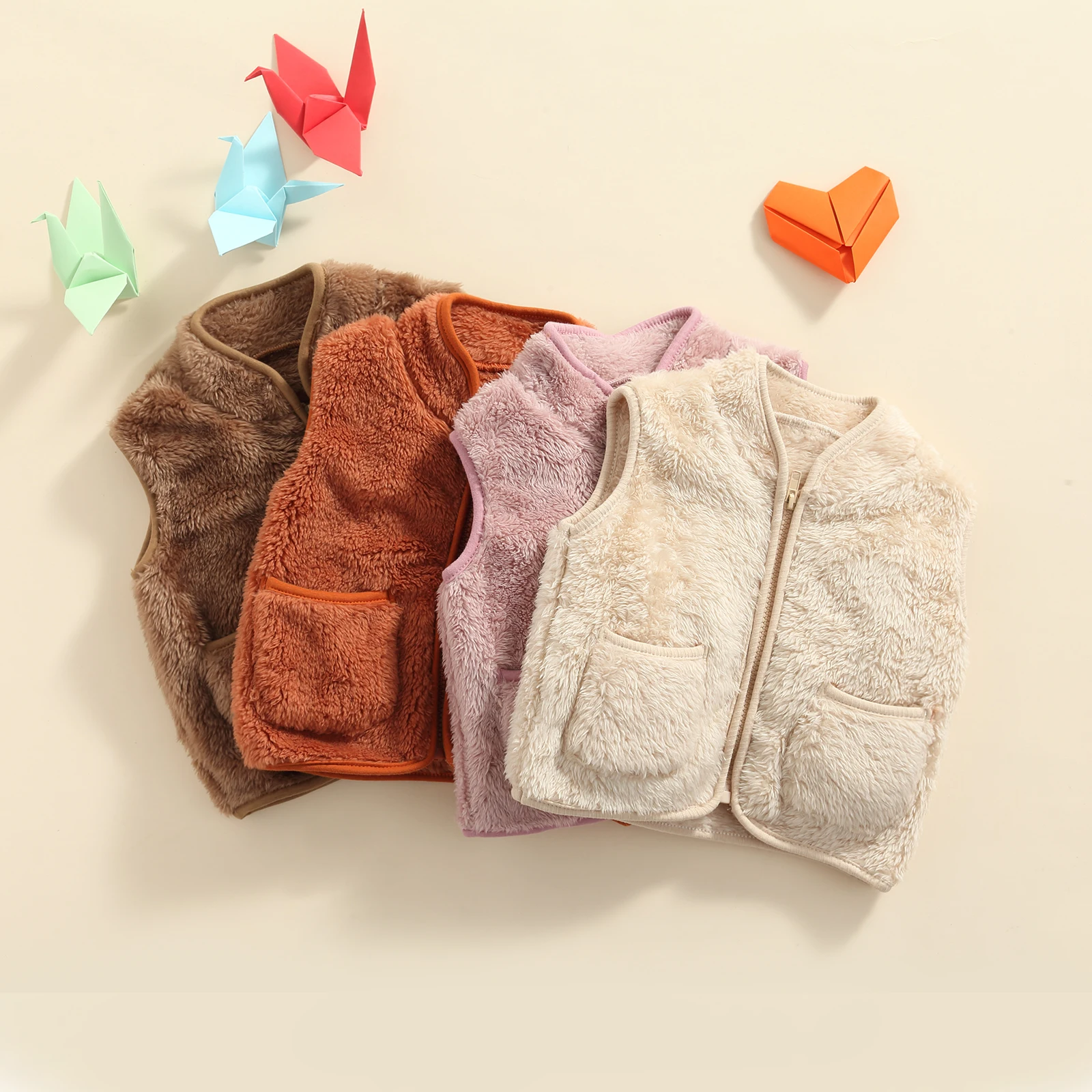 Ma&Baby 1-5Y Autumn Spring Warm Baby Kid GIrls Waistcoats Plush Pocket Sleeveless Outerwear Vests Outfits