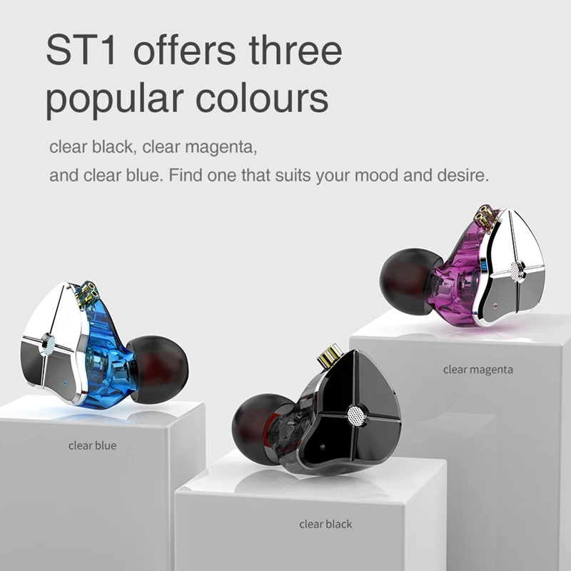 TRN ST1 1DD+ 1BA HiFi наушники 3,5 мм в ухо тяжелый бас Музыка наушники монитор линия управления Спортивная металлическая гарнитура с микрофоном