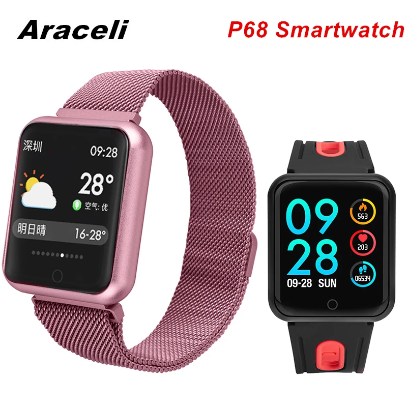 

2020 P68 Smart Watch Men Women Heart Rate Blood Pressure Oxygen FItness Activity Tracker IP68 Sport Smartwatch P68 Smart Watch
