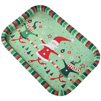 

Christmas Tinplate Storage Tray Food Serving Plate Fruit Tray Ran Color