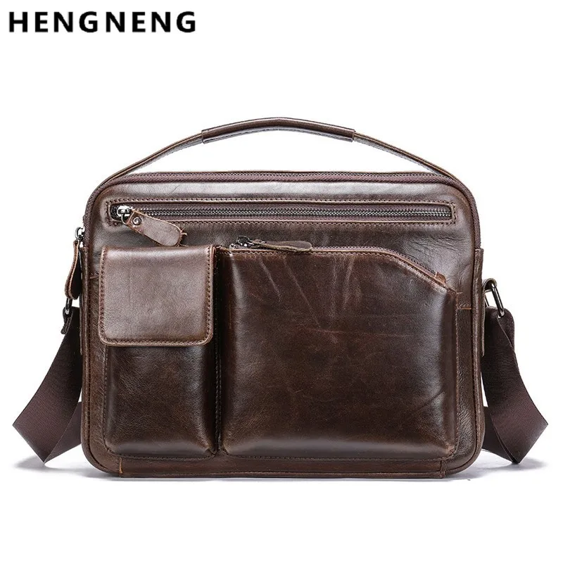 

New Genuine Leather Men Vintage Handbags Small Flap Men's Shoulder Bag Casual Office Messenger Bags Fashion Crossbody Bag