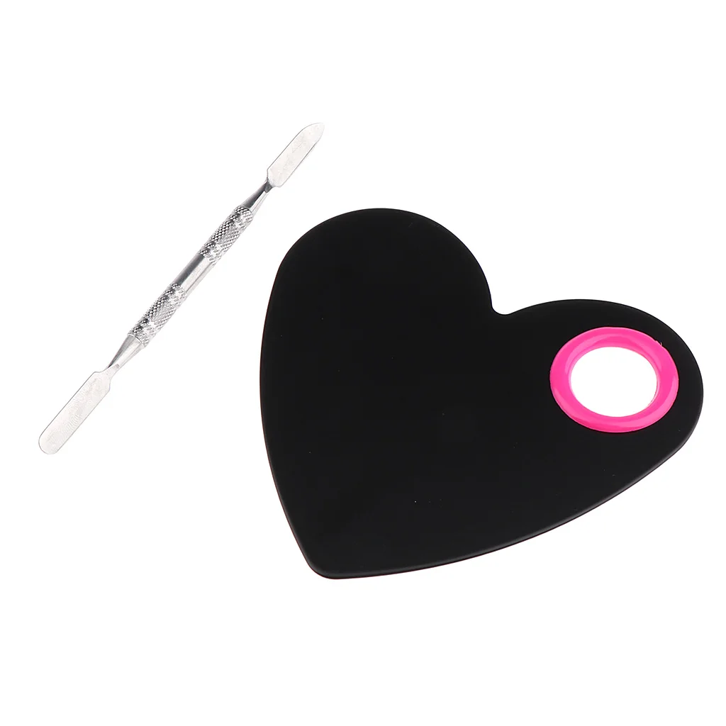 Heart Shaped Plate Makeup Cosmetic Palette Spatula Blending Mixing Trays Foundation Eyeshadow Mixing Palette with Spatula Rod 