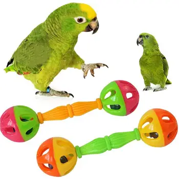 

Pet Bird Parrot Hollow Double-head Bell Ball Rattle Bite Chew Interactive Toy 2019